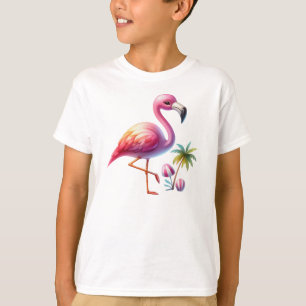 T-shirt Clipart de dessin Flamant rose aquarelle