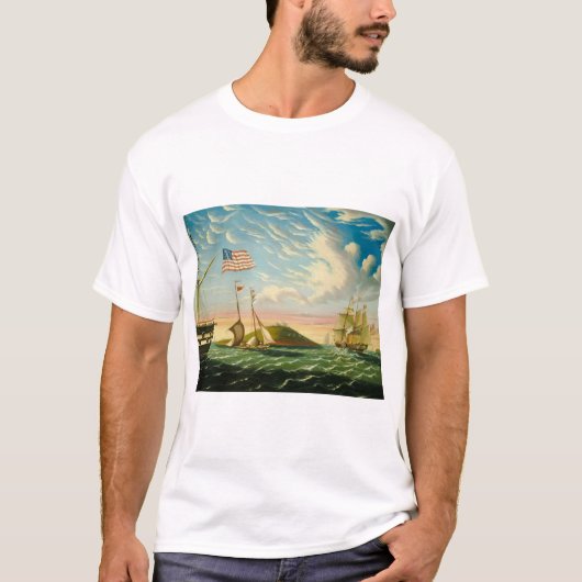 T-shirt Clipper Ships Boston Harbour 1800 (Devant)