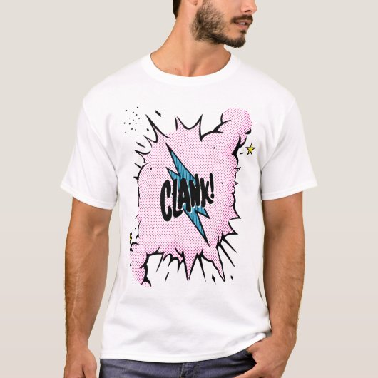 T-shirt "Cliquetis !" Pièce en t d'onomatopée (Devant)
