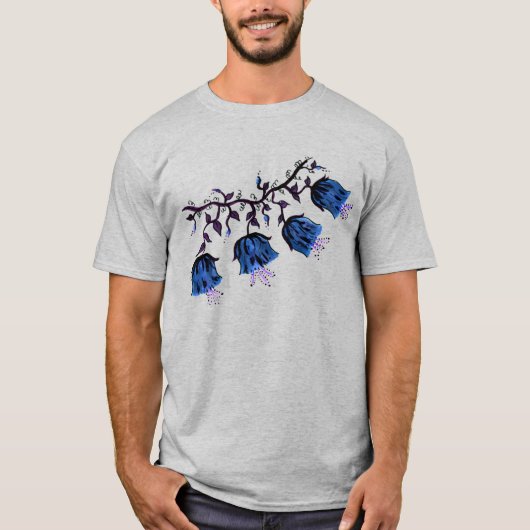 T-shirt Cloches Canterbury Bleues sur les fleurs de vigne (Devant)