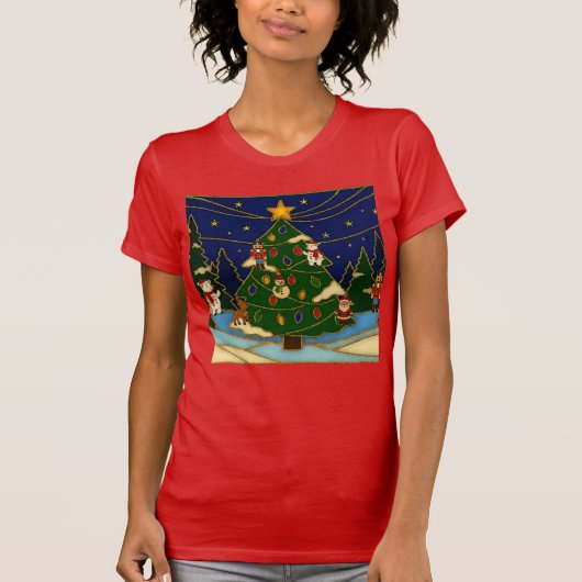 T-shirt Cloisonne Art Whimsical Forest Classic Christmas (Devant)