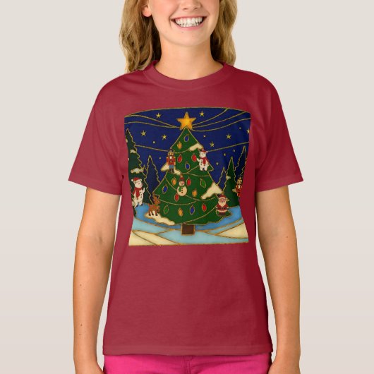 T-shirt Cloisonne Art Whimsical Forest Classic Christmas (Devant)