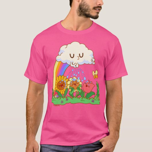 T-shirt Cloud Peeing Sur Fleurs (Devant)