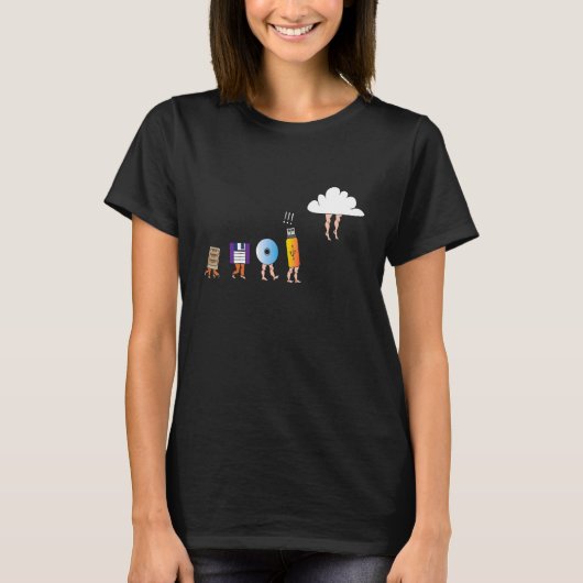 T-shirt Cloud Storage Computer Evolution USB CD File Serv (Devant)