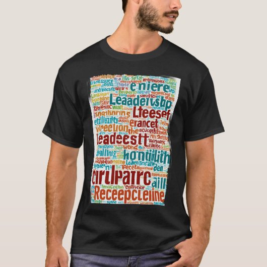 T-shirt Cloud Word utilisant des couleurs multiples (Devant)