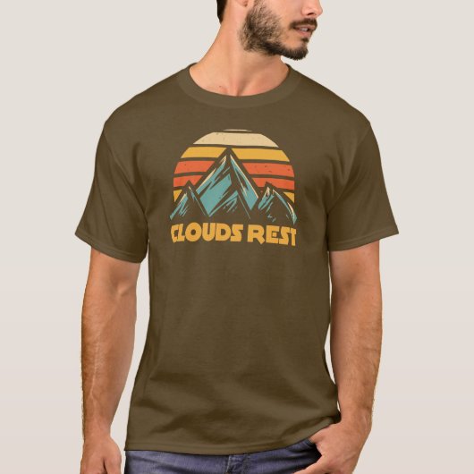 T-shirt Clouds Rest Mountain Yosemite Retro Turquoise (Devant)