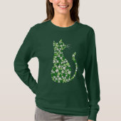T-shirt Clover Cat Silhouette - St. Patrick's Day Party (Devant)