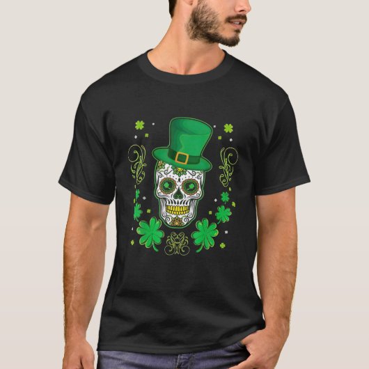 T-shirt Clover Skull St. Patrick's Day (Devant)