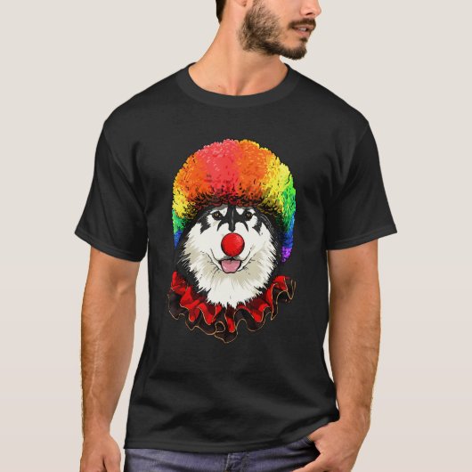 T-shirt Clown Alaskan Malamute Carnival Circus Staff Husky (Devant)