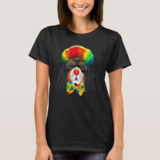 T-shirt Clown Cavalier King Charles Spaniel Circus Chien (Devant)