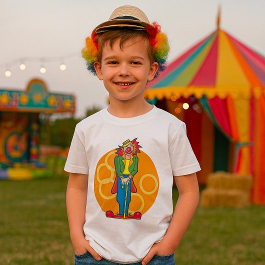 T-shirt Clown de dessin Whimsical aux couleurs vives