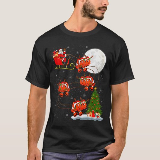 T-shirt Clown Fish Santa Sleigh Flying Funny Magical Chris (Devant)
