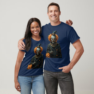 T-shirt Clown squelette gothique d'Halloween avec lanterne