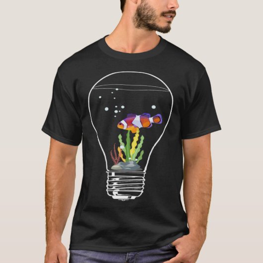 T-shirt Clownfish Fish In Lightbulb Coral Green Sea (Devant)