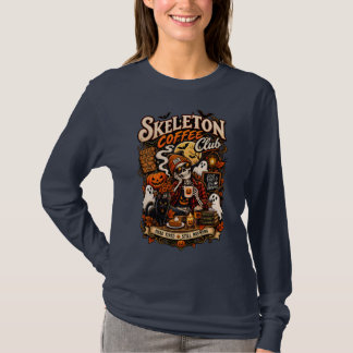 T-shirt Club de Café Squelette Vintage Épuisé Halloween