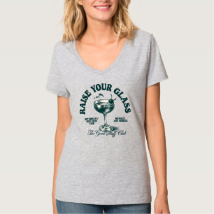 T-shirt Club de Cocktail Vintage Élévation de Verre Design