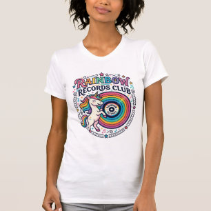 T-shirt Club de disques Licorne Arc-en-ciel Fond Blanc Mig