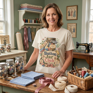 T-shirt Club de jarre à boutons Cottagecore Collage de cou