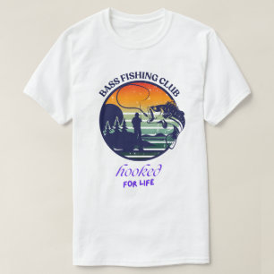 T-shirt Club de pêche au bar rétro coucher de soleil