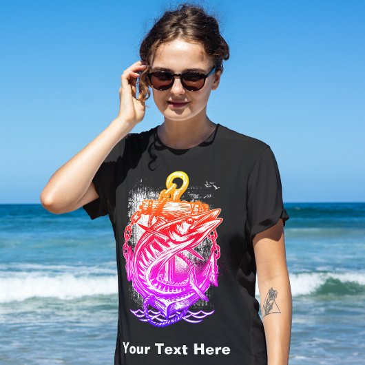 T-shirt club de pêche rose rouge