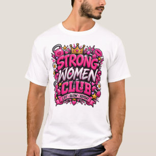 T-shirt Club des Femmes Fortes Typographie Fitness Rose