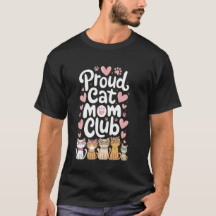 T-shirt Club des mamans de chats fières Cœurs roses Miaou 
