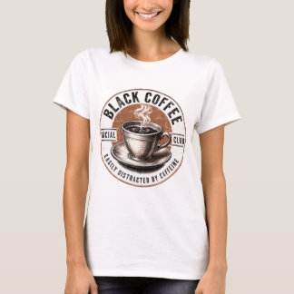 T-shirt Club Social Café Noir Design Drôle
