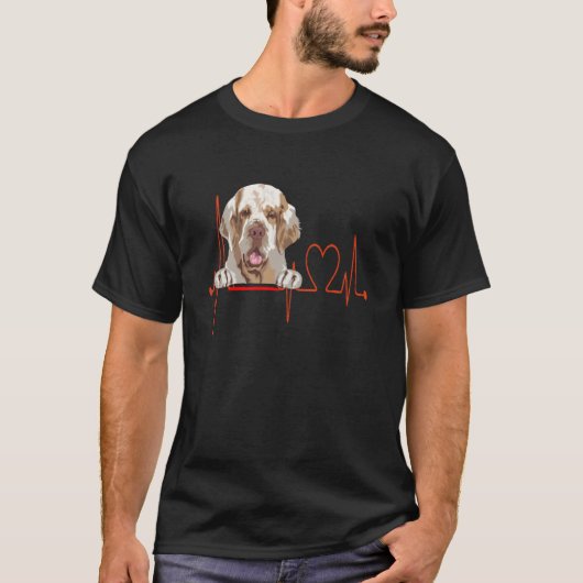 T-shirt Clumber Spaniel Dog Heartbeat EKG My Dogs Are My C (Devant)