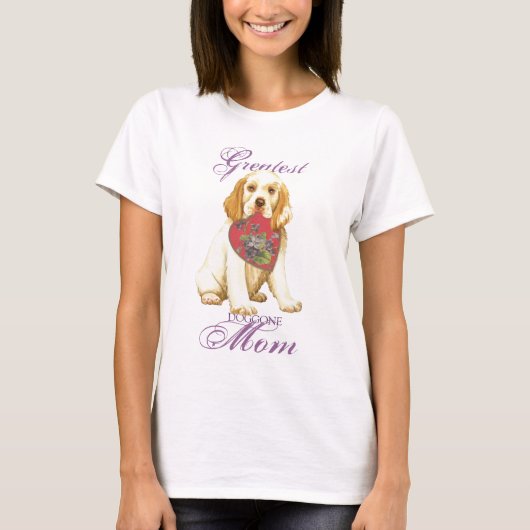 T-shirt Clumber Spaniel Heart Maman (Devant)