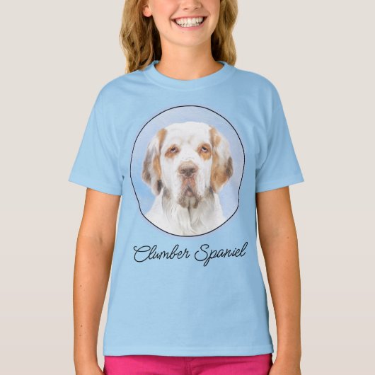 T-shirt Clumber Spaniel Painting - Cute Original Dog Art T (Devant)