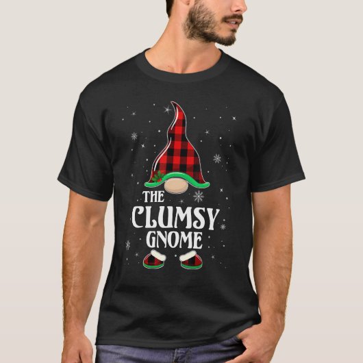 T-shirt Clumsy Gnome Buffalo Plaid Matching Family Group C (Devant)