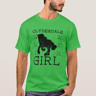 T-shirt Clydesdale Girl Horse équestre écossais cheval équ