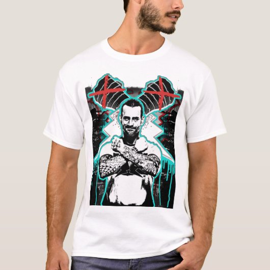 T-shirt Cm Punk T-ShirtCM PUNK ''X'' (BADART) (Devant)