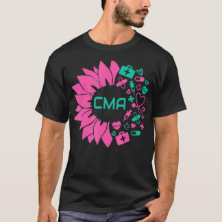 T-shirt Cma Médicale Fleur Certifié Assistant Médicale Cou