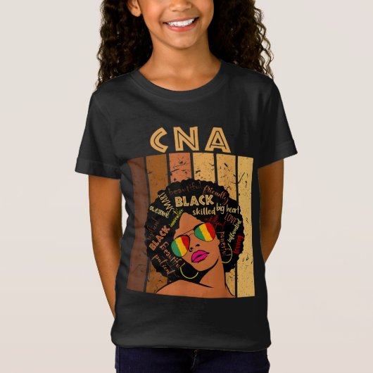 T-Shirt CNA Certified Nursing Assistant afro Black History (Devant)