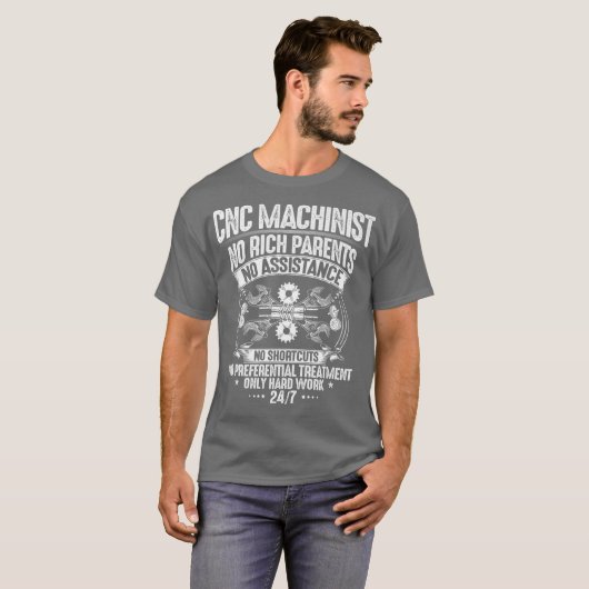 T-shirt CNC Opérateur Travail dur CNC Machinist Premium (Devant entier)