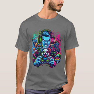 T-shirt Co-Pilote de jeu - Art de joueur amateur de chiens