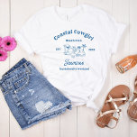 T-shirt Coastère cowgirl Blue Ocean Bachelorette week-end<br><div class="desc">Saddle-up pour une bachelorette qui combine le charme de la côte avec l'attrait robuste du Far West! Ce t-shirt Coastal Cowboy présente un mélange ludique d'éléments de plage et de cowboy.</div>