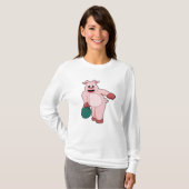 T-shirt Cochon à Bowling avec balle de Bowling (Devant entier)