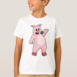 T-shirt Cochon à chanter avec microphone