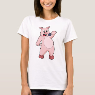 T-shirt Cochon à chanter avec microphone