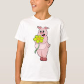 T-shirt Cochon à fleurs jaunes (Devant)