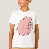 T-shirt Cochon affamé drôle tenant une fourchette et un co (Devant)