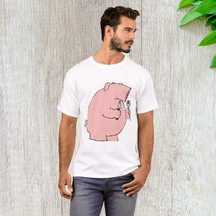 T-shirt Cochon affamé drôle tenant une fourchette et un co