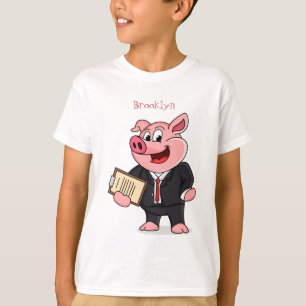 T-shirt Cochon amusant en costume d'affaires dessin animé