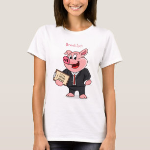 T-shirt Cochon amusant en costume d'affaires dessin animé