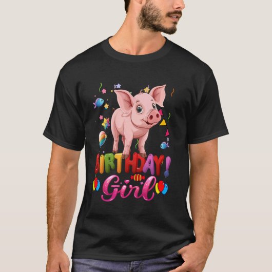 T-shirt Cochon Anniversaire Princesse Fille Son Anniversai (Devant)