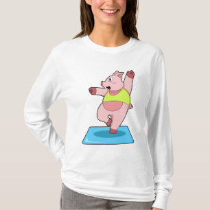 T-shirt Cochon au yoga Fitness