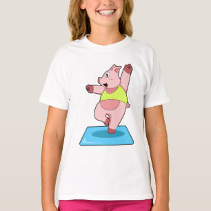 T-shirt Cochon au yoga Fitness