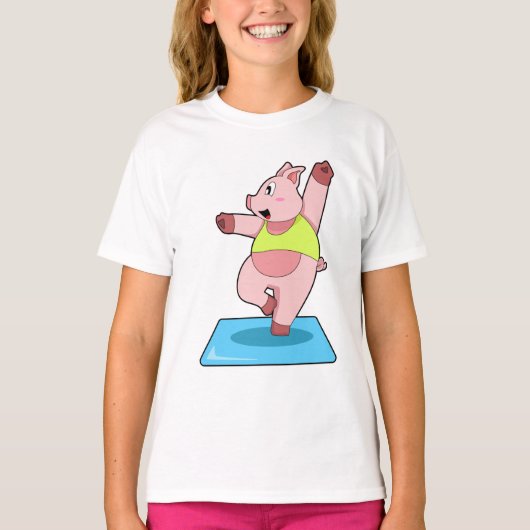 T-shirt Cochon au yoga Fitness (Devant)